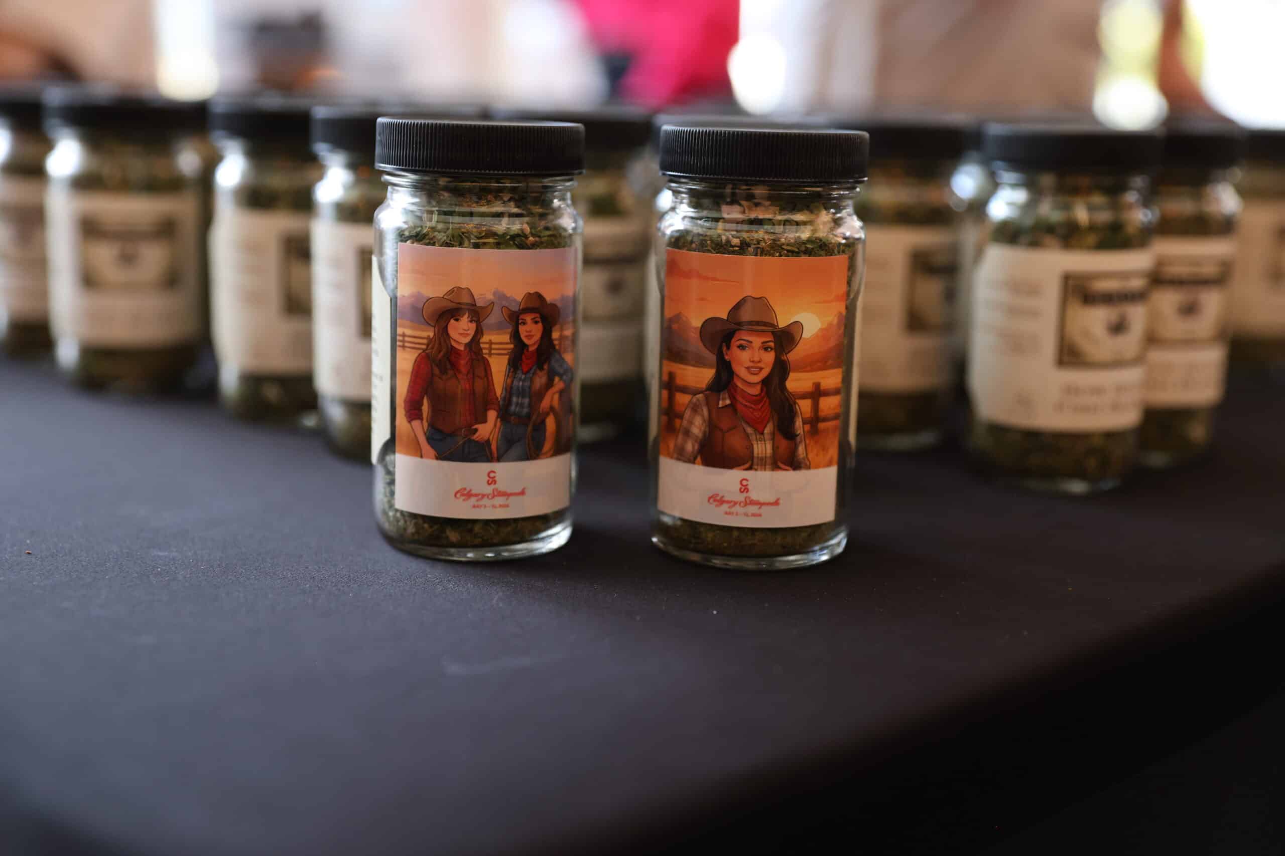 AI spice activation with personalized Calgary Stampede portraits on custom spice labels.